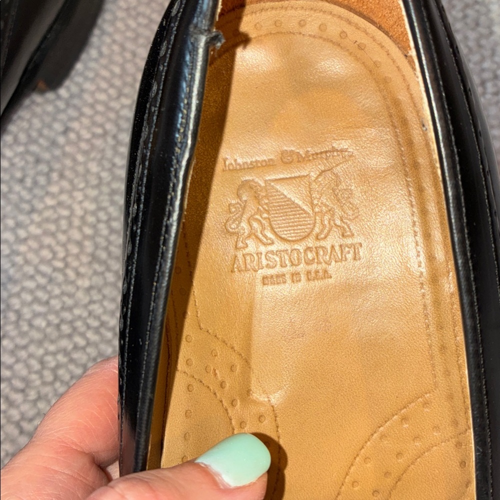 Johnston & Murphy Aristocraft Black Leather Tassel Loafers, Mens Size 10 - Picture 4 of 7